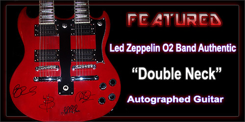 led zeppelin signed double neck guitar